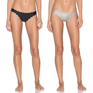 NWT PilyQ Revolve Oro Seamless Metallic Reversible Wave Teeny Bikini Bottom L